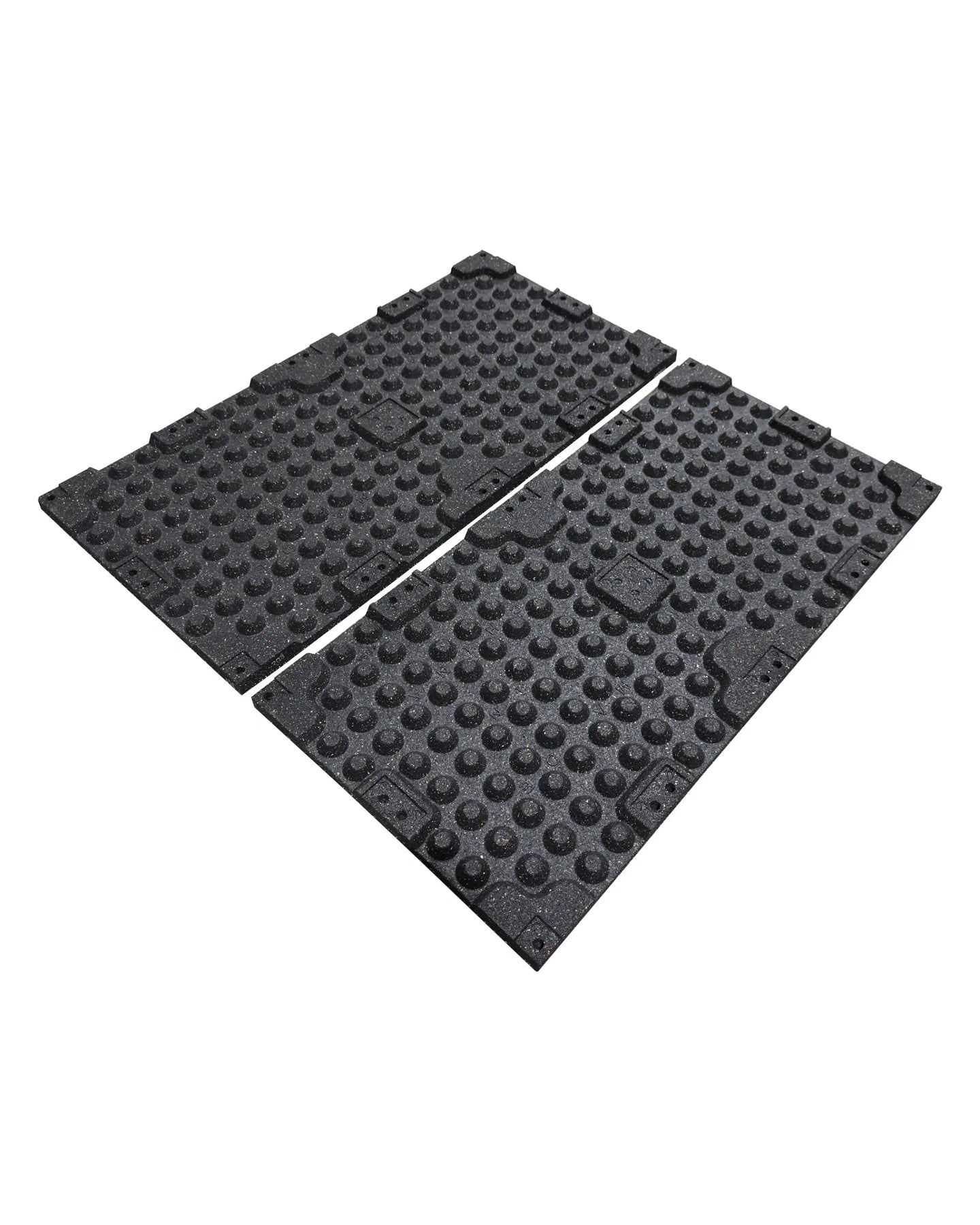 Black rubber gym floor tile by Gym Gear, 30mm thick, 1m x 0.5m size, showing textured surface suitable for fitness areas.