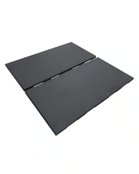 Black rubber gym floor tile by Gym Gear, 30mm thick, 1m x 0.5m, ideal for durable exercise and weight room flooring.