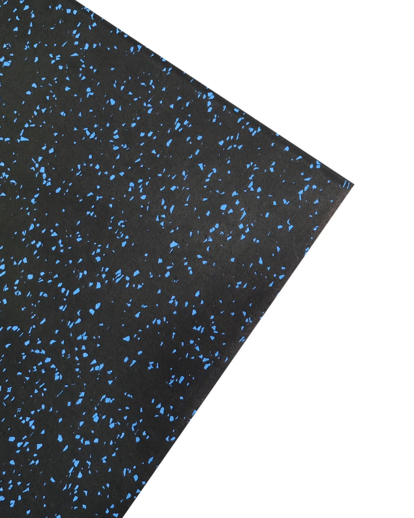 Blue fleck 30mm premium rubber tile for flooring by Gym Gear, showing textured surface and size details.