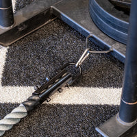 Gym Gear 38mm sled rope with hook and karabiner, 15m length, designed for strength training and sled exercises.