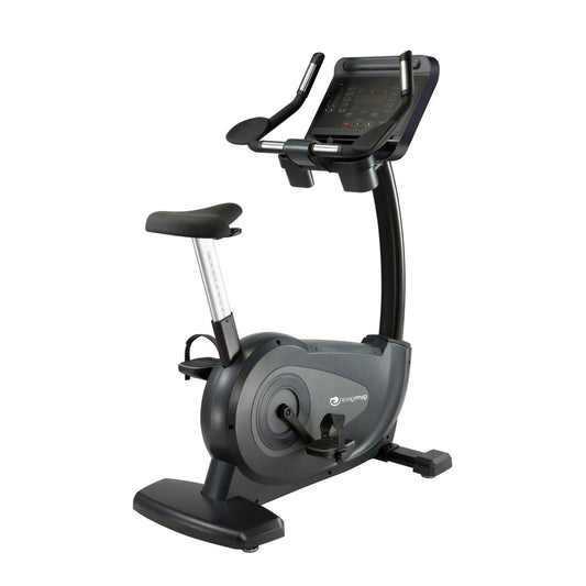 Gym Gear C97 upright bike with adjustable seat and handlebars, digital display, and sturdy frame for indoor cycling workouts.