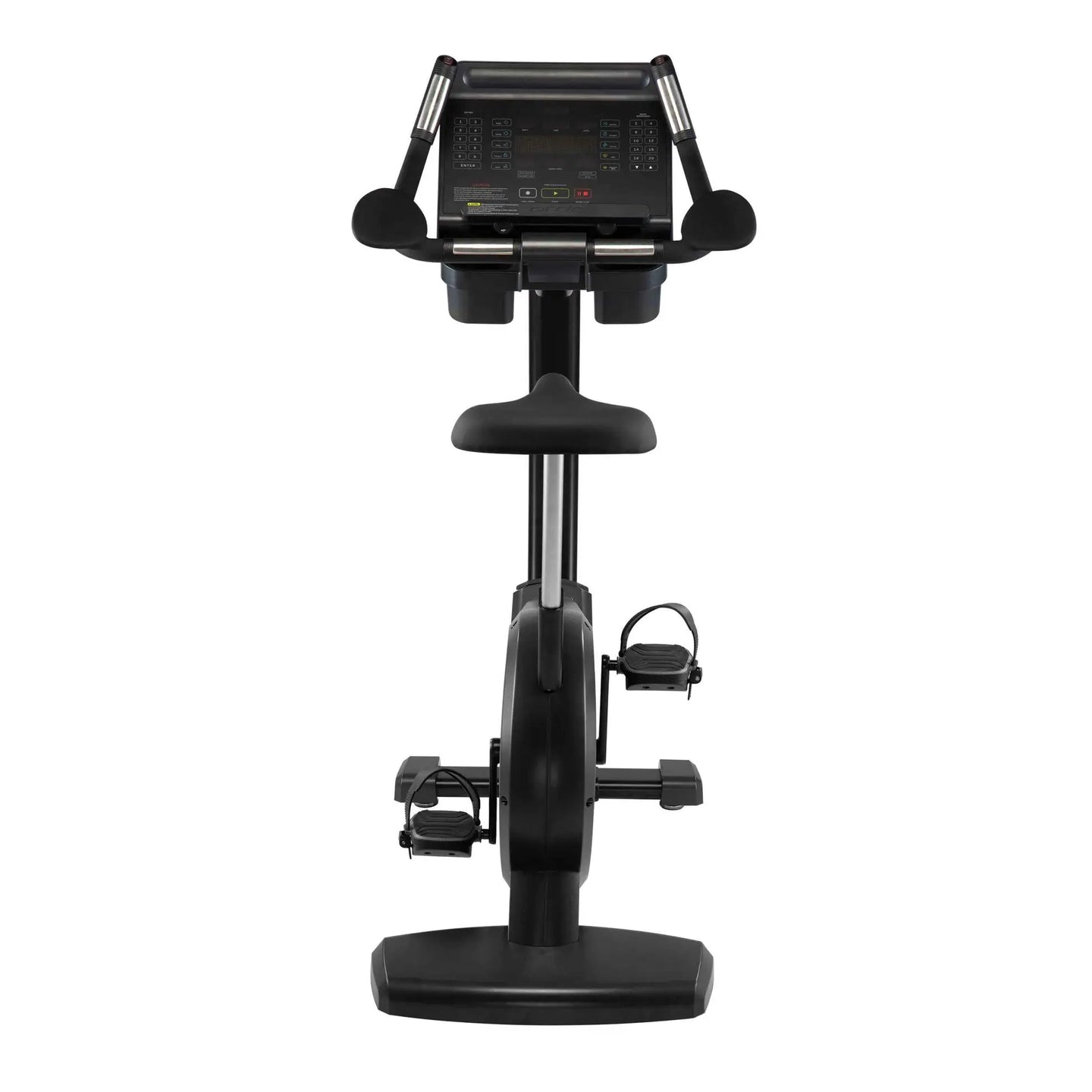 Gym Gear C97 Upright Bike showing adjustable seat, digital display, and sturdy frame for indoor cycling workouts.