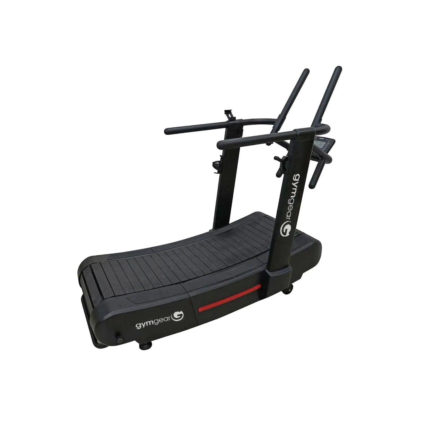 Gym Gear Curve 2.0 PLUS treadmill with digital display and running belt, ideal for home gym workouts.