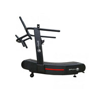 Gym Gear Curve 2.0 PLUS treadmill with digital display and running belt, designed for cardio workouts and home fitness.