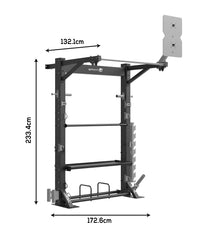Gym Gear Functional Storage Solutions Series wall-mounted storage unit showing organized compartments for gym equipment storage.