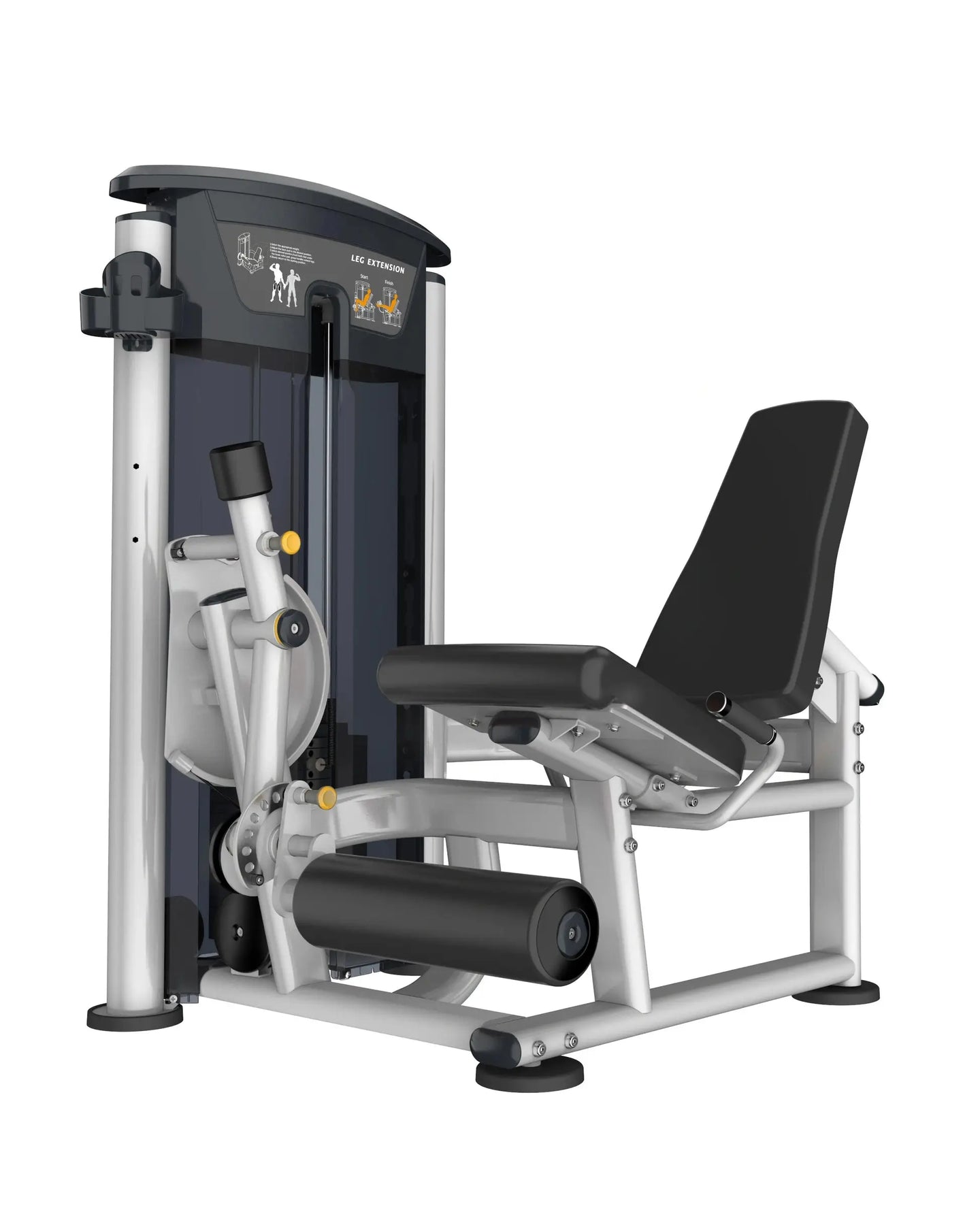 Gym Gear Perform Series leg extension machine, pin-loaded gym equipment with padded seat and adjustable weight settings.