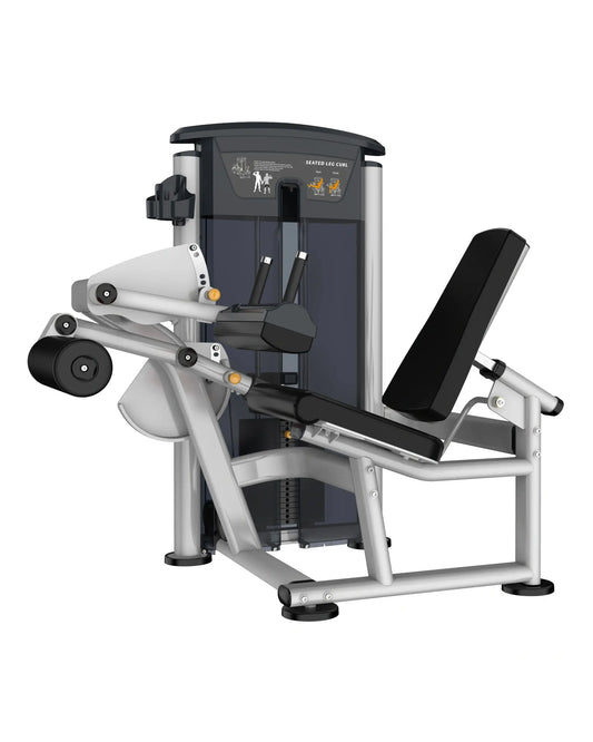 Gym Gear Perform Series seated leg curl machine with pin-loaded design for targeting hamstrings during workouts.