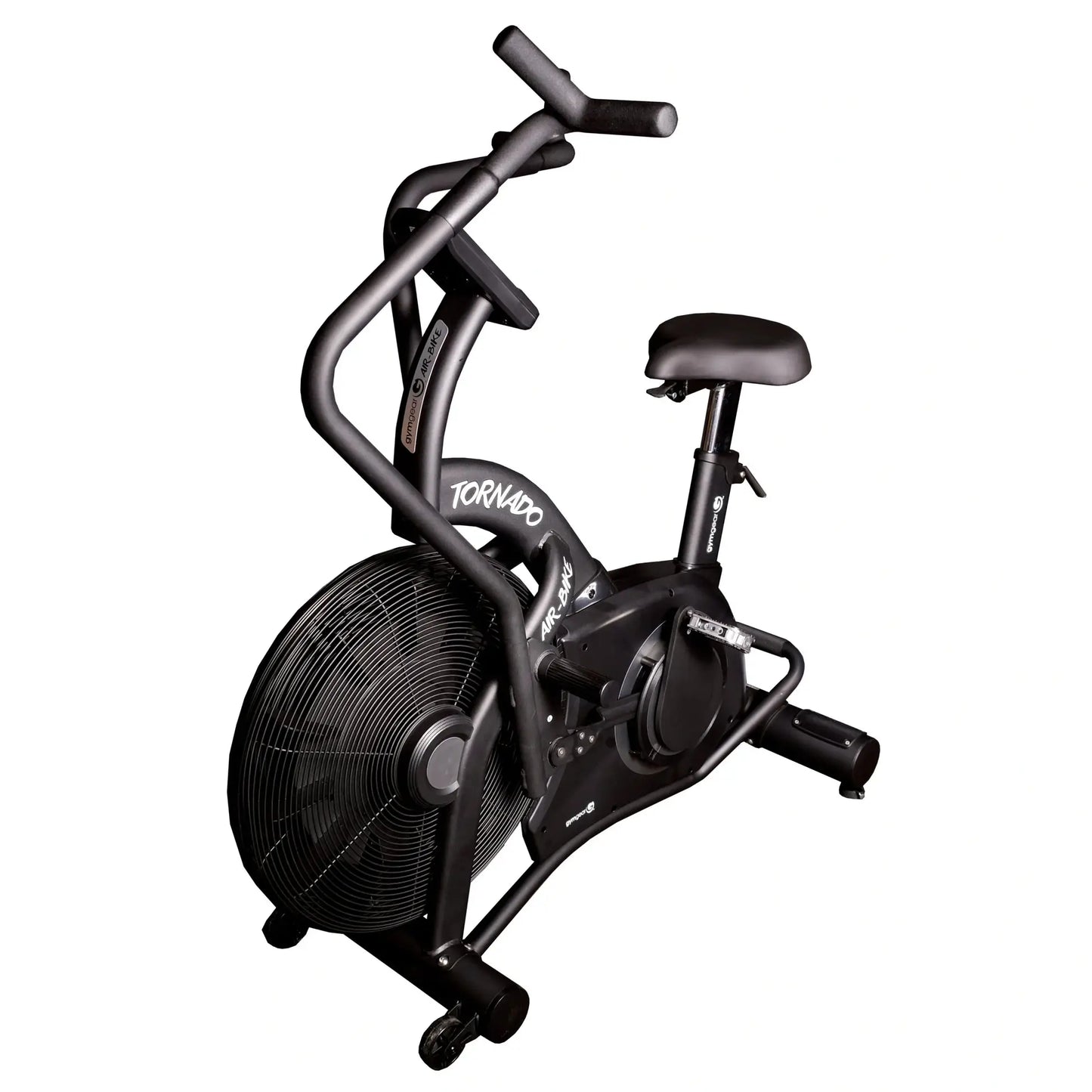 Gym Gear Tornado Airbike Black Edition upright exercise bike with digital display and adjustable handlebars.