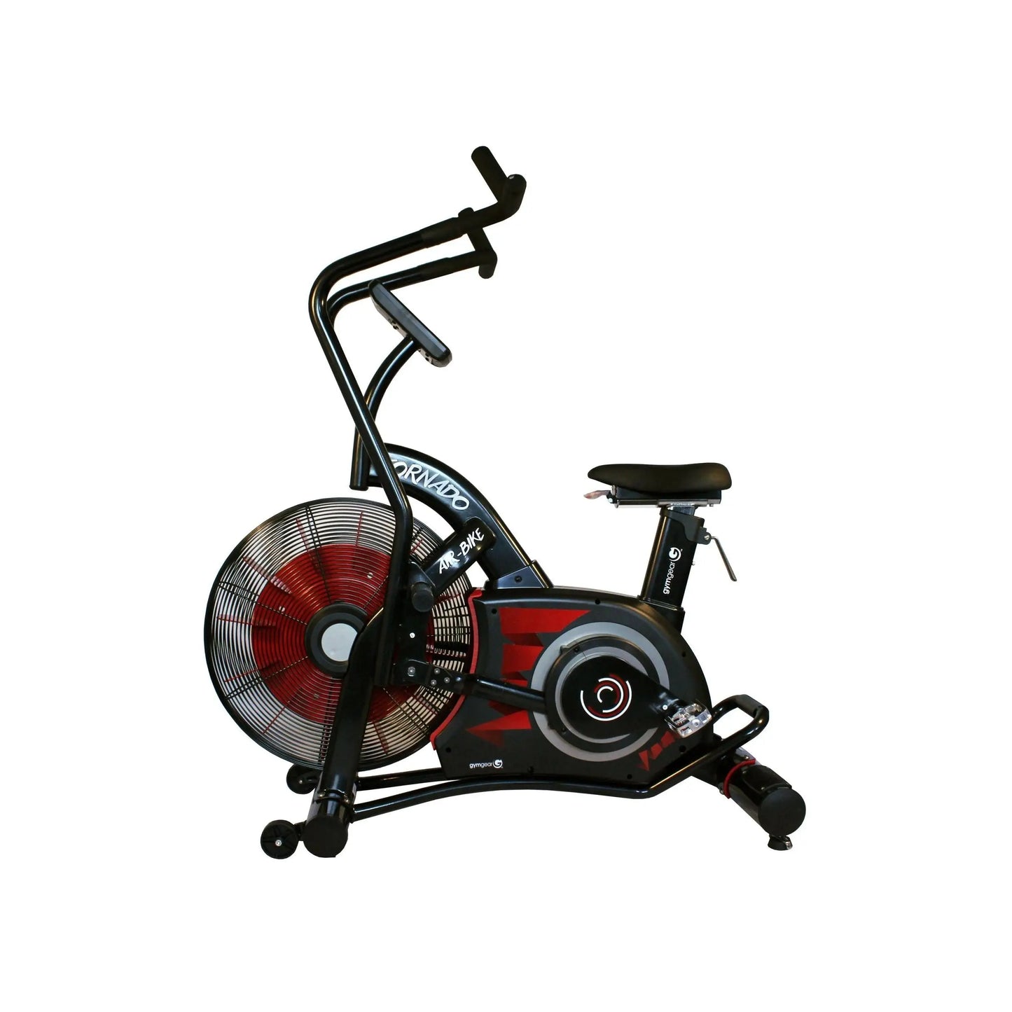 Gym Gear Tornado Airbike exercise bike with digital display and adjustable resistance for effective cardio workouts.