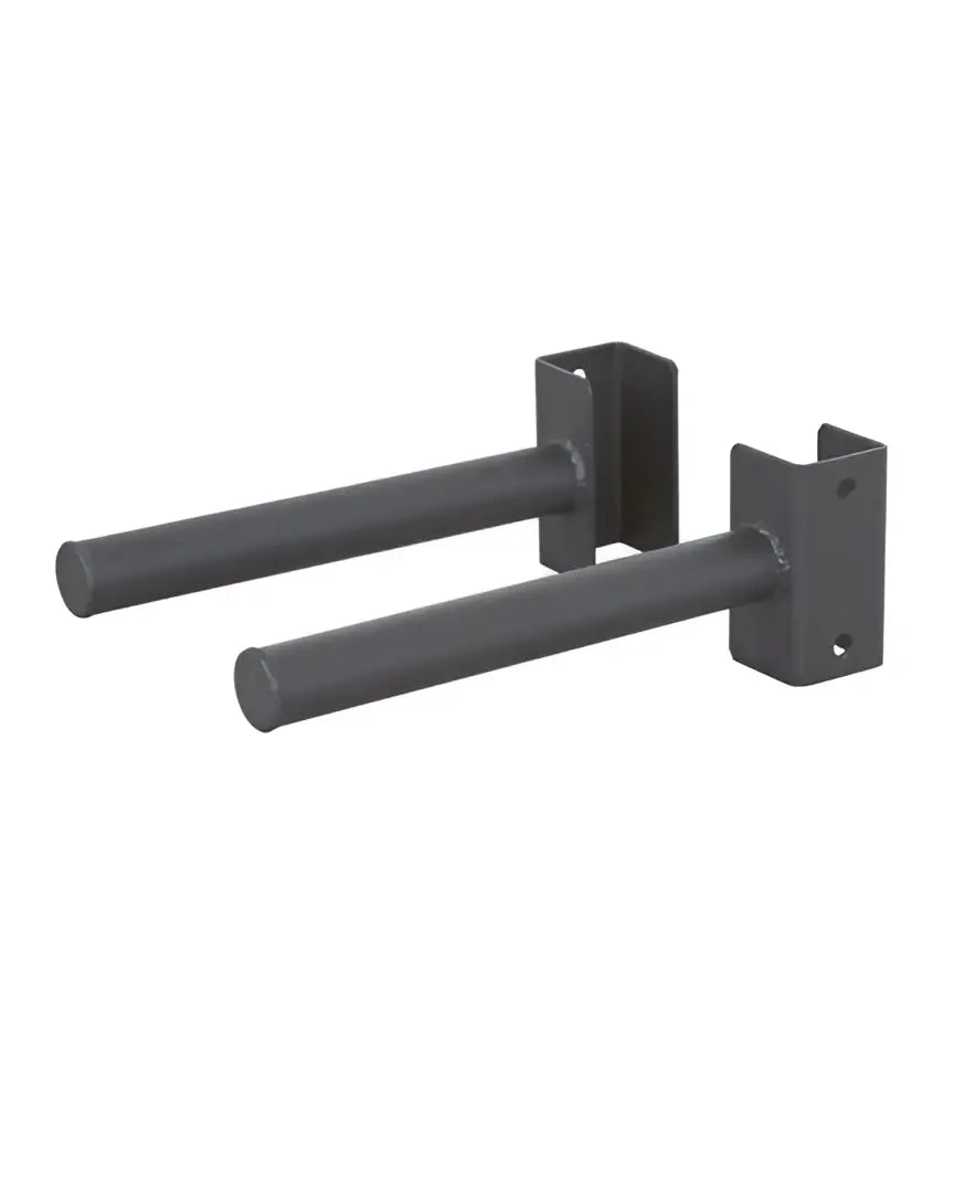 Gym Gear multi gym weight plate storage sleeves holding weight plates for organized gym equipment.