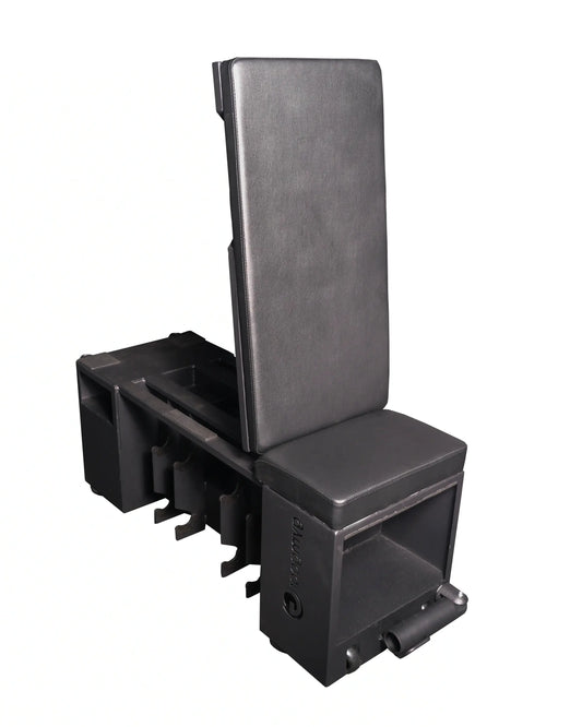 Pro Series studio HIIT bench black padded weight bench with adjustable backrest and integrated storage compartments