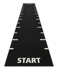 Gym Gear sprint track with start, finish, and 0.5 meter line markings on a smooth athletic surface.
