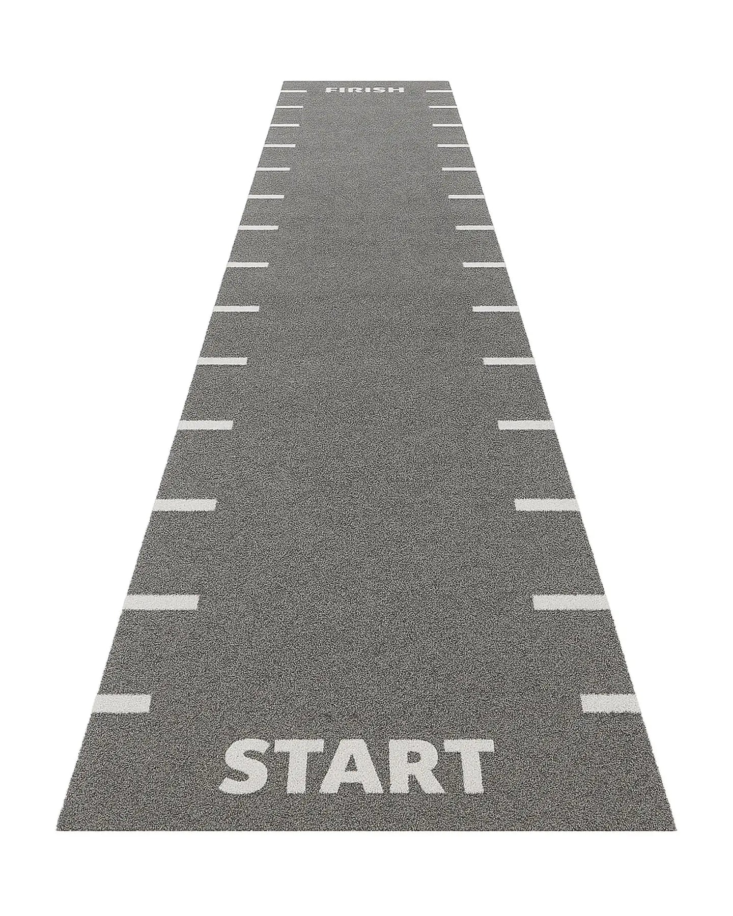 Gym Gear sprint track with start, finish, and 0.5 meter line markings in grey, featuring snag-resistant design for athletic training.
