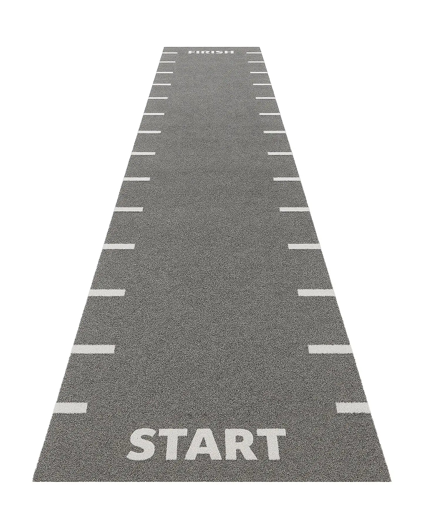 Gym Gear sprint track with start, finish, and 0.5 meter line markings in grey, featuring snag-resistant design for athletic training.
