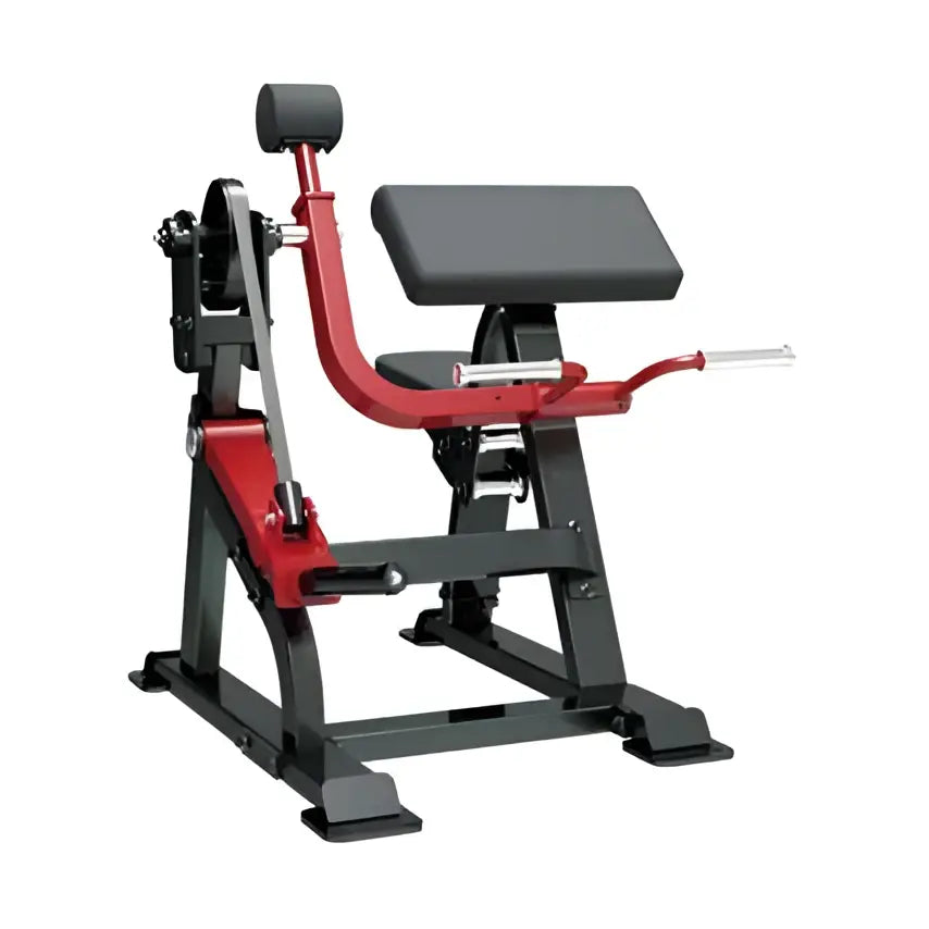 Red and black gym machine on a white background