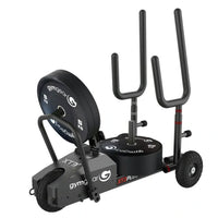 Gym Gear XT3 Plus Sled V2 for strength training, showing the sturdy metal frame and padded handles on a gym floor.